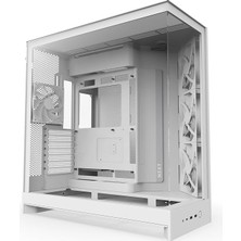 MSP H9 Flow (2025) - Büyük Çift Odacıklı Atx Orta Kule Hava Akımı Pc Kasası - 3 x 140MM ve 1 x 120MM Fanlar Içerir - 420MM Radyatör Desteği - Temperli Cam - Geri Bağlantıya Hazır - Beyaz