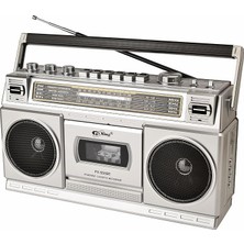 MSP Teleskopik Antenli Kaset Çalar Radyo – Am/fm/sw1-2 4 Bant, Bluetooth/usb/tf Mp3 Müzik Çalar, Kayıt Özellikli, Kulaklık Girişli, 220V Veya 6V Pille Çalışma | CVR-555BT (Gri)