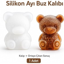 MSP Boyutlu Ayıcık Buz Kalıbı, Silikon Ayı Şekilli Tek Gözlü Buzluk, Kahve Kokteyl ve Soğuk Içecek Sunumu, 5 x 7 Cm, 1 Adet