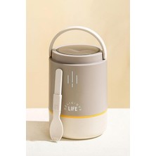 MSP ml Sızdırmaz 3 Kaseli Paslanmaz Çelik Kaşıklı Bento Lunch Box Yeni Nesil Sefer Tası -FFLBO1266
