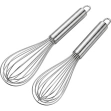 MSP 2'li Paslanmaz Çelik Mini Çırpıcı Seti, 20 cm Tel Çırpıcı, Metal Saplı Yumurta Sos Krema Karıştırıcı, Askı Halkalı Mutfak Çırpma Aparatı