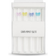 MSP Pipet Seti, 4'lü, 19 Cm, 4 Farklı Renk Fiyonk Detaylı, Temizleme Fırçalı, Kutulu, Bpa Içermez