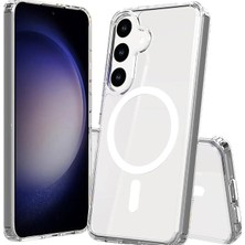 MSP Samsung Galaxy S25 Fe ile Uyumlu Kılıf Wireless Şarj Özellikli Magsafe ile Uyumlu Nitro Anti Shock Transparan Köşeler Airbag Korumalı Ultra Kalın Şeffaf Kılıf