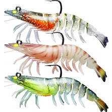 MSP 3 Adet Silikon Karides Balık Yemi 9cm 11.5gr Gerçekçi Levrek Katili Yem Lrf Spin