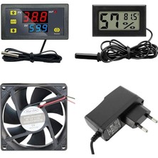 MSP Makinesi Seti - 4 Parça - W3230 Termostat 220V - Isı Nem Ölçer - 12V Adaptör - 80X80 12V Fan