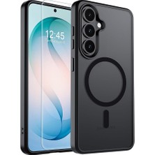 MSP Aksesuar Samsung Galaxy S26 ile Uyumlu Mat Arka Yüzeyli Magsafe Kılıf + Ekran Koruyucu Hediyeli 2-In-1 Set (Siyah, Galaxy S26)