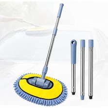 MSP Viscomop Oto Yıkama Mopu - 3 Parçalı Metal Saplı Mikrofiber Araç Temizleme Aparatı, Şönil Mop Başlıklı Araba Yıkama Fırçası, Çizmez Boya Dostu Oto Bakım Seti