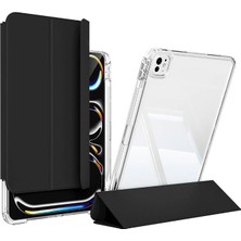 MSP Aksesuar iPad Pro 13 (2025 M5) Kılıf – Magnetik Ayrılabilen Airbagli Sliding Tablet Kılıfı | Akıllı Uyandırma-Uyku Özellikli (Siyah)
