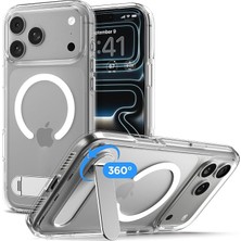 MSP iPhone 17 Pro Max ile Uyumlu Magsafe Kılıf Ultra Hybrid S Mag Fit Metal Stand Özellikli Sararmaya Dayanıklı Beyaz Şeffaf Kapak - ACS09893 (Spigen Tr Garantili)