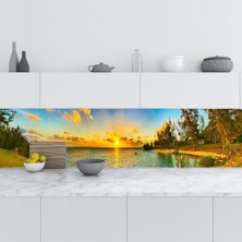 aklow akyoleticaret Mutfak Tezgah Arası, Folyosu Gün Batımı, Folyo Fayans Kaplama, Kıyı 60X500 cm
