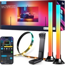 MSP Tv Arkası LED Şerit Aydınlatma 3 Lite Kit + 2'li Aydınlatma Bar + Tv ile Renk Senkronizasyon 55-65 Inç Tüm Tv'ler Uyumludur