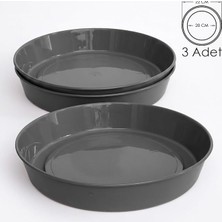 MSP Tabağı Klasik Tabak Parlak Plastik Altlık (Antrasit, 20CM)