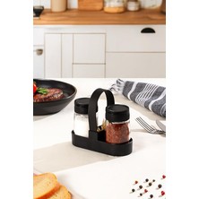 MSP 00467 Siyah Drop 2li Standlı Tuzluk Biberlik Seti - 100ML