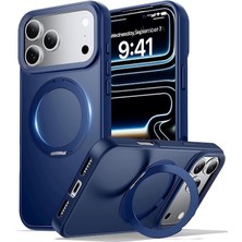 MSP Moveteck iPhone 17 Pro Max ile Uyumlu Kılıf, Magsafe Halkalı, 360° Döner Yüzüklü Stand, Armour Mat, Mıknatıslı, Lacivert