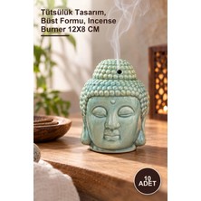 Yenilig 10 Adet Seramik Buda Büstü Buhurdanlık – Tütsülük Tasarım, Büst Formu, Incense Burner 12X8 cm
