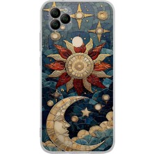 MSP General Mobile Gm 22S ile Uyumlu Vitray Sol ve Luna Tasarımlı Şeffaf Silikon Kılıf