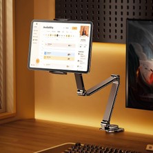 MSP Premium Alüminyum Tablet ve Telefon Standı, iPad ile Uyumlu, 4.7-12.9 Inç Uyumlu 360° Döner Kelepçeli Masa Tutucu, Ayarlanabilir, Güçlü Sıkıştırma, T01 Flat