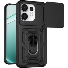 MSP - Oppo Reno 16 5g ile Uyumlu Kılıf Sürgülü Kamera Korumalı Yüzüklü Mıknatıslı Tank Kapak - Siyah