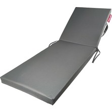 MSP Katlanır Şezlong Minderi 180X60X5 cm Fermuarlı Su Itici Kamp Yatağı Gri