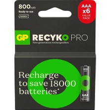 MSP Batteries Recyko Pro Aaa Ince Ni-Mh Şarjlı Pil, 1.2 Volt, 6'lı Kart