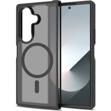 MSP Samsung Galaxy Z Fold 7 ile Uyumlu Kılıfı Silikon Şeffaf M-Safe Şarj Özellikli Kamera Lens Korumalı Mat Parmak Izi Bırakmayan Ince Kapak Siyah