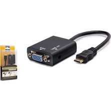 Givoria Mini HDMI To VGA Ses Çıkışlı Görüntü Dönüştürücü - Siyah HDX7762 HXCDR47