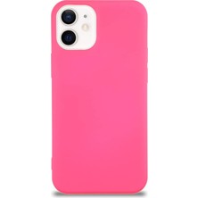 MSP Iletişim Apple iPhone 12 ile Uyumlu Kapak ile Uyumlu Içi Kadife Lansman Silikon Kılıf - Neon Pembe