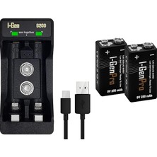 MSP Batteries D925 2’li AA/AAA/9V Pil Şarj Aleti + 2 Adet 9V Pro 250 Mah Ni-Mh Şarjlı 9V Pil Seti