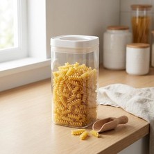 MSP Vakum Kapaklı Kare Cam Erzak Kavanozu - Hava Almaz Şeffaf Mutfak Düzenleyici Bakliyat ve Baharat Saklama Kabı (Akrilik Değildir) - 600ML / 900ML / 1200ML Seçenekli (1200ML)