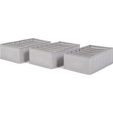 MSP Home Textile 3'lü 7 Bölmeli Gri Balıksırtı Çekmece Düzenleyici Set