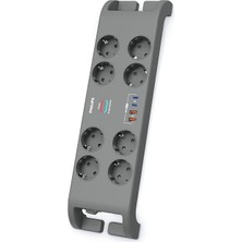 MSP SPN8180GA Akım Korumalı Priz 8'li + 2x Usb-A 18W + 2x Usb-C 20W - 2m Kablo - Siyah