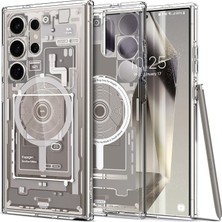 MSP Galaxy S24 Ultra ile Uyumlu Magnet Kılıf Ultra Hybrid Mag Fit Sararmaya Dayanıklı Tasarım Bej Şeffaf Kapak - ACS07624 (Spigen Tr Garantili)