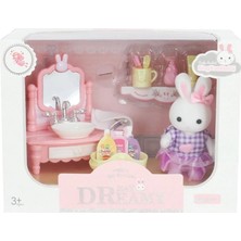 aklow akyoleticaret 6621 5 Bay, Lavabo Seti Oyuncak, 3 Yaş Üzeri, Dream Mini Tavşan, Figür Banyo Aksesuarları