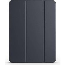 MSP Apple iPad Tablet ile Uyumlu Tablet Kılıfı Smart Cover Uyku Modlu Standlı Arkası Sert Şeffaf Kapak (Siyah, iPad Air 13 2024 /ipad Pro 12.9 2022/2020)