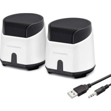 Givoria Masaüstü Hoparlör 1+1 USB + 3.5mm - Beyaz HD6024W HXCDR47