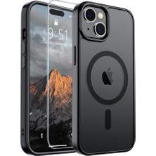 MSP iPhone 15 Için Manyetik Kılıf (Magsafe ile Uyumlu) (Askeri Sınıf Düşme Koruması) Ince Yarı Saydam Mat Darbeye Dayanıklı Parmak Izi Önleyici Telefon Kılıfı, Siyah