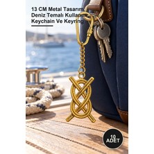 Yenilig 10 Adet Pirinç Gemi Düğümü Anahtarlık – 13 cm Metal Tasarım, Deniz Temalı Kullanım, Keychain ve Keyring