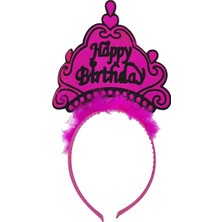 Givoria Happy Birthday Neon Fuşya Renk Doğum Günü Tacı 24X15 cm HXCDR47
