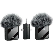 MSP Wireless Microphone Kablosuz Yaka Mikrofonu Video Youtube Tiktok Canlı Yayın Stüdyo Mikrofon (F11-2 Tüylü Ikili Vlog Live Show)