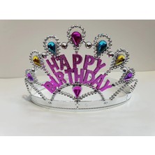 Givoria Gümüş Renk Happy Birthday Yazılı Doğum Günü Tacı 60 cm HXCDR47