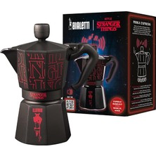 MSP - Moka Express Stranger Things: 6 Cups Ocak Üstü Espresso Pişirici, Müzikli, 270ML, Siyah, Patentli Güvenlik Valfi