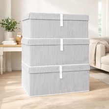 MSP Kapısı Çok Amaçlı Düzenleyici Kapaklı Sandık Tipi Kutu Hurç Organizer 3 Lü Set (Gri, Mega Plus 70 x 40 x 30)