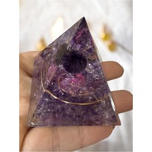 MSP Ametist Orgon Piramidi, Çok Renkli, 5x5 Cm, Doğal Taş, Zenginlik ve Refah Için Enerji Dengesi Kristali