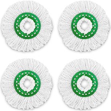 MSP Tornado Spin Paspas Yedekleri - 4 Mikrofiber Kafa Kılıfı, Değiştirmesi Kolay, Makinede Yıkanabilir, Yeşil ve Beyaz, 4 Adet
