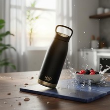 MSP Siyah Paslanmaz Çelik Termos Matara - 530 ml Kilitli Kapaklı Sızdırmaz Mug - Sıcak ve Soğuk Tutan Spor ve Ofis Termosu