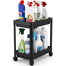 MSP Home 2 Katlı Tekerlekli Tezgah Altı Raf Organizer Düzenleyici Raf Ünitesi, Evye Altı Dolap Içi Düzenleyici, Mutfak Banyo Deterjanlık Şampuanlık Sebzelik,taşınabilir Saklama Rafı (Siyah)