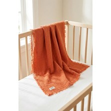 MSP 4 Katlı Müslin Bebek PIKESI%100 Pamuk 85X100 cm Yenidoğan Bebek Arabası Puset Örtüsü Battaniye Kiremit