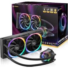 MSP Vortex 240 All-In-One Argb Cpu Sıvı Soğutucu, 240MM Radyatör, Intel ve Amd Soket Uyumlu, Antec Fusion Pwm Argb Fan, 3-Pin, 12V, Siyah