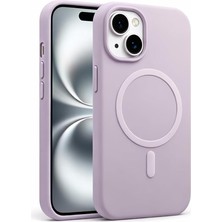 MSP Iphone 13-14 ile Uyumlu Kadife Iç Yüzeyli Premium Silikon Kılıf Magsafe ile Uyumlu Kablosuz Şarj Destekli Darbe Emici Yumuşak Dokulu Koruma Tasarımlı Telefon Kılıfı Lila