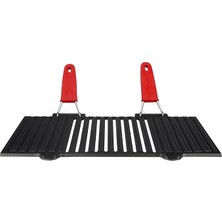 MSP Metal Döküm Mangal Izgarası, Çift Silikon Kulplu, 40 x 25 x 0.7 cm